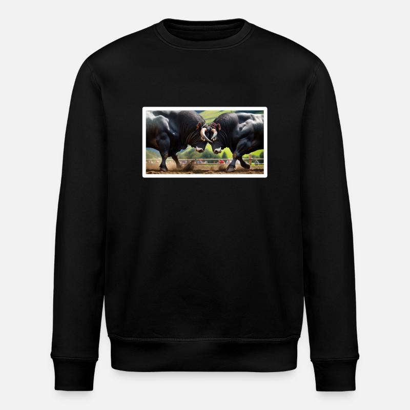 Eringer Stiere Dominanzverhalten - Stanley/Stella Unisex Bio-Sweatshirt ROLLER - Schwarz