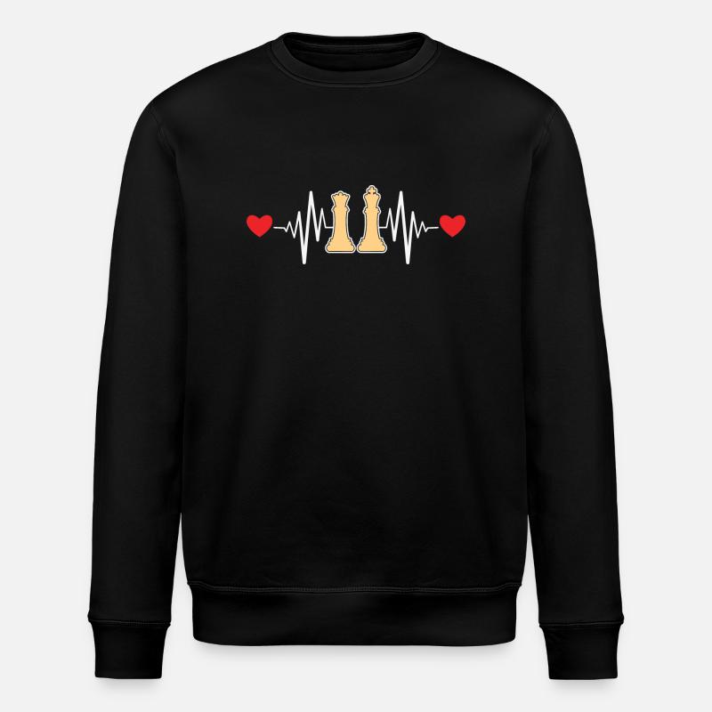 Schach-Herzschlag - Stanley/Stella Unisex Bio-Sweatshirt ROLLER - Schwarz