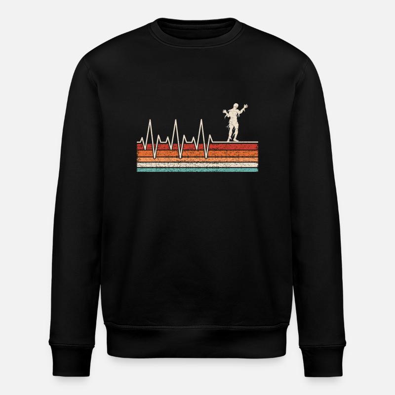 Mumie Herzschlag - Stanley/Stella Unisex Bio-Sweatshirt ROLLER - Schwarz