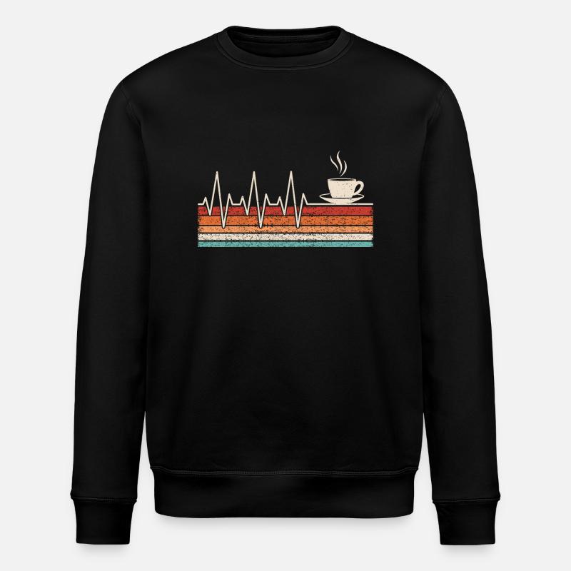 Kaffeetrinker Herzschlag - Stanley/Stella Unisex Bio-Sweatshirt ROLLER - Schwarz