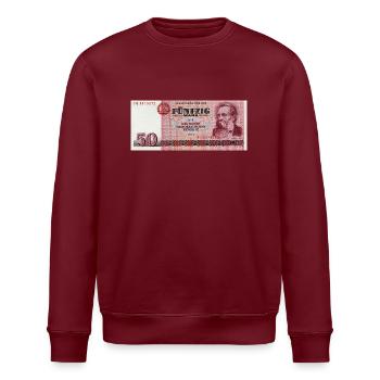 50 Markschein der DDR - Stanley/Stella Unisex Bio-Sweatshirt ROLLER - Burgunderrot - Vorne - Nik (191cm)