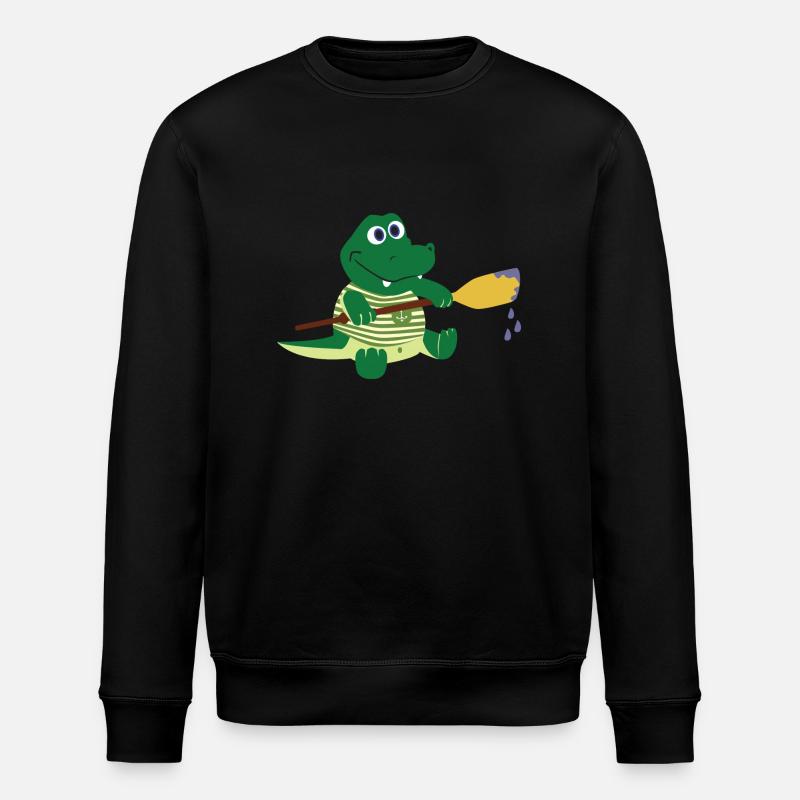 Crocodile with paddle - Stanley/Stella ROLLER Unisex Organic Sweatshirt - black