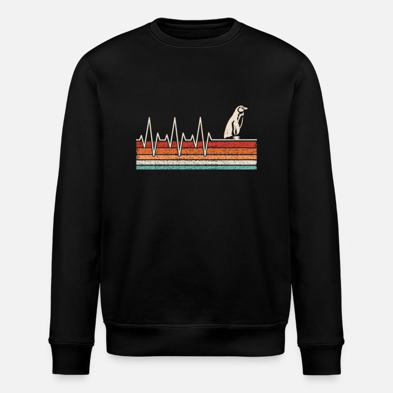 Penguin Heartbeat - Stanley/Stella ROLLER Unisex Organic Sweatshirt - black