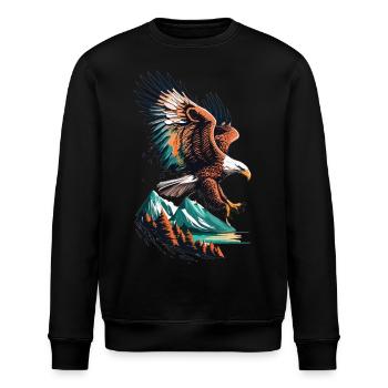 Adler und Berglandschaft im Einklang - Stanley/Stella Unisex Bio-Sweatshirt ROLLER - Schwarz - Vorne - Nik (191cm)