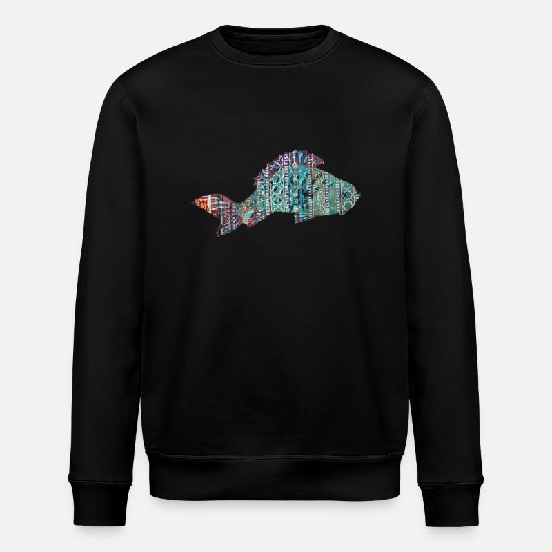 Carp, Fish, Mosaic, Pattern - Stanley/Stella ROLLER Unisex Organic Sweatshirt - black