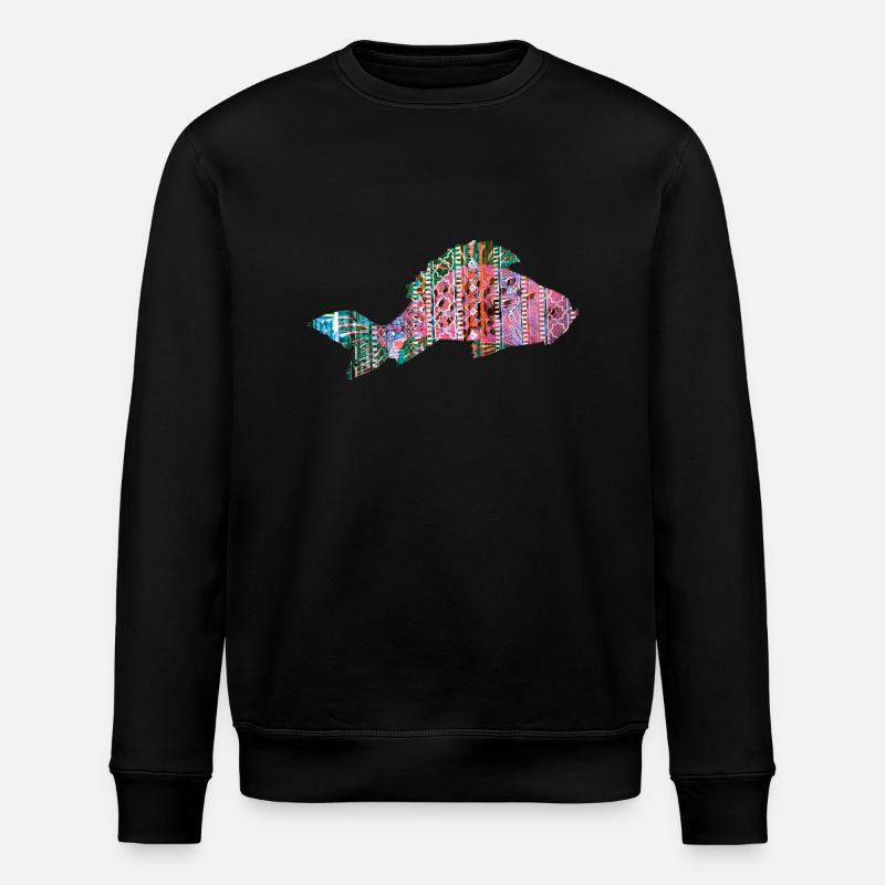 Carp, Fish, Mosaic, Pattern, Red - Stanley/Stella ROLLER Unisex Organic Sweatshirt - black