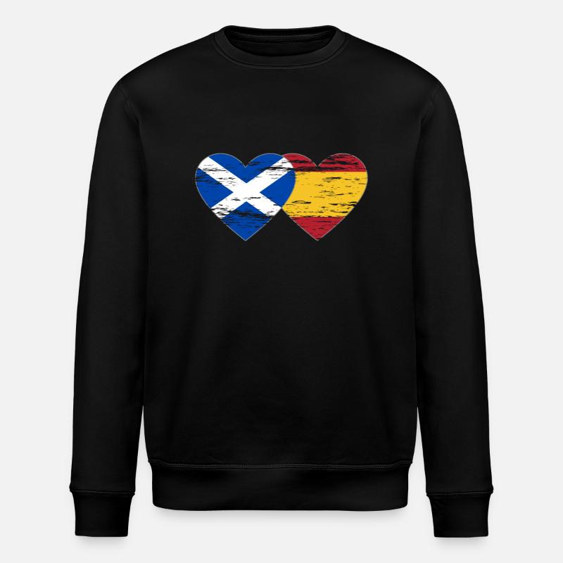 Ecosse Espagne Drapeau Coeur Utilisé - Sweat bio ROLLER Stanley/Stella Unisexe - noir