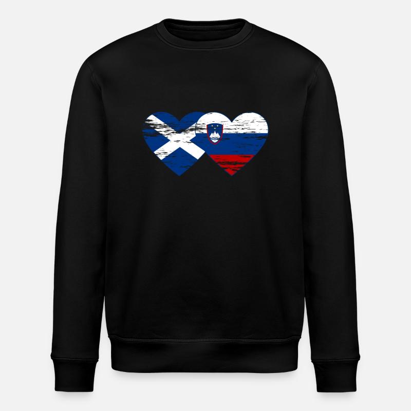 Ecosse Slovénie drapeau coeur utilisé - Sweat bio ROLLER Stanley/Stella Unisexe - noir