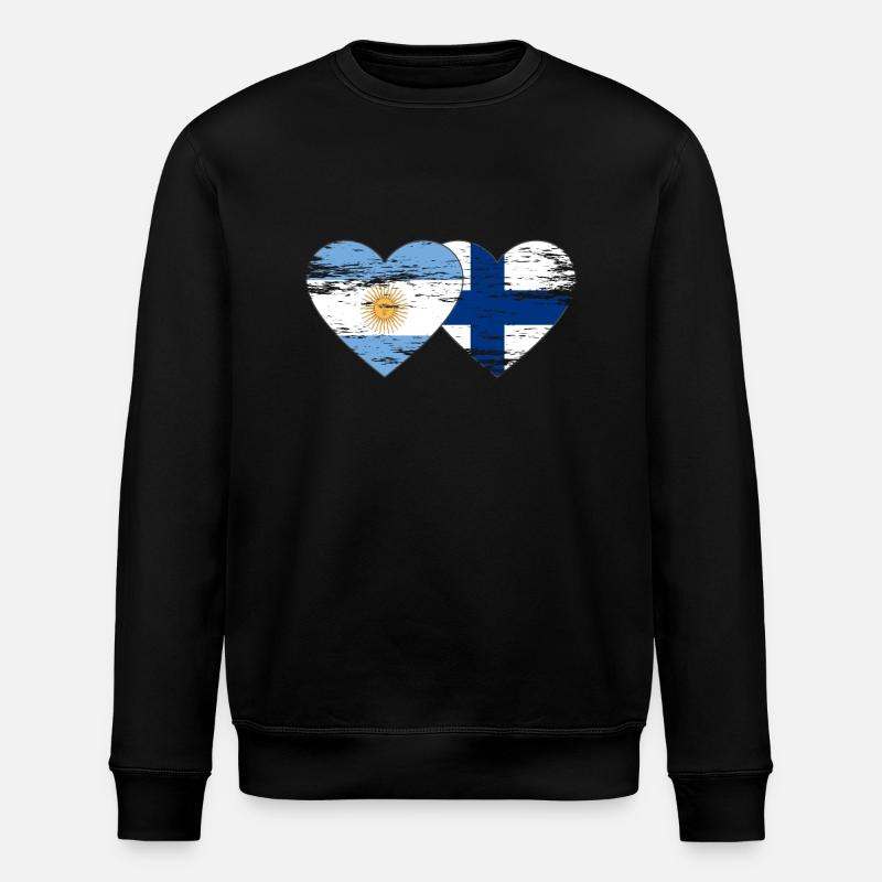 Argentine Finlande drapeau coeur utilisé - Sweat bio ROLLER Stanley/Stella Unisexe - noir