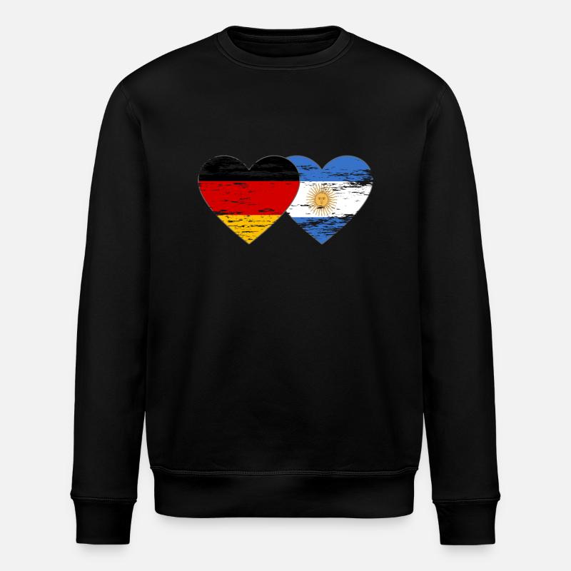 Allemagne Argentine Drapeau Coeur Utilisé - Sweat bio ROLLER Stanley/Stella Unisexe - noir