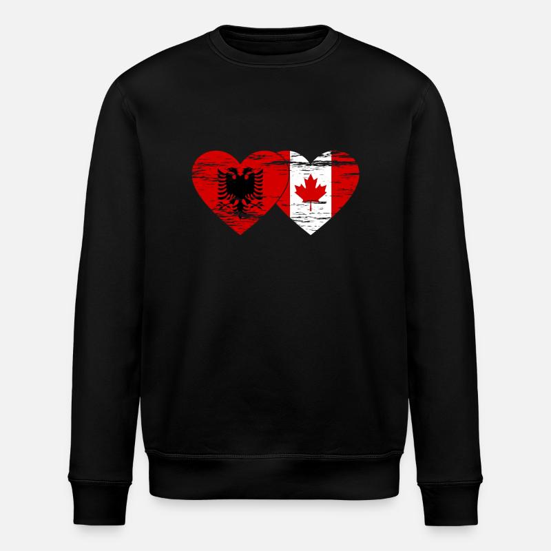 Albanie Canada drapeau coeur utilisé - Sweat bio ROLLER Stanley/Stella Unisexe - noir