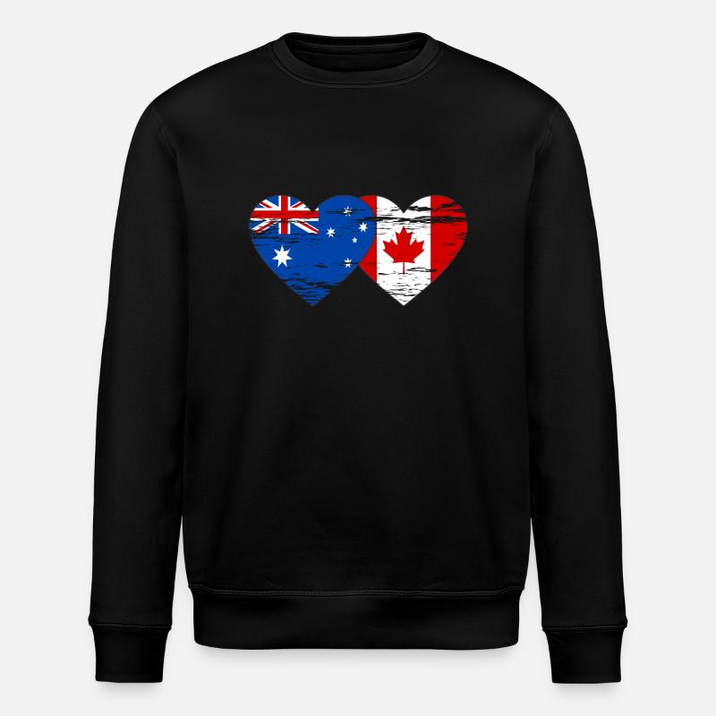 Australie Canada drapeau coeur utilisé - Sweat bio ROLLER Stanley/Stella Unisexe - noir
