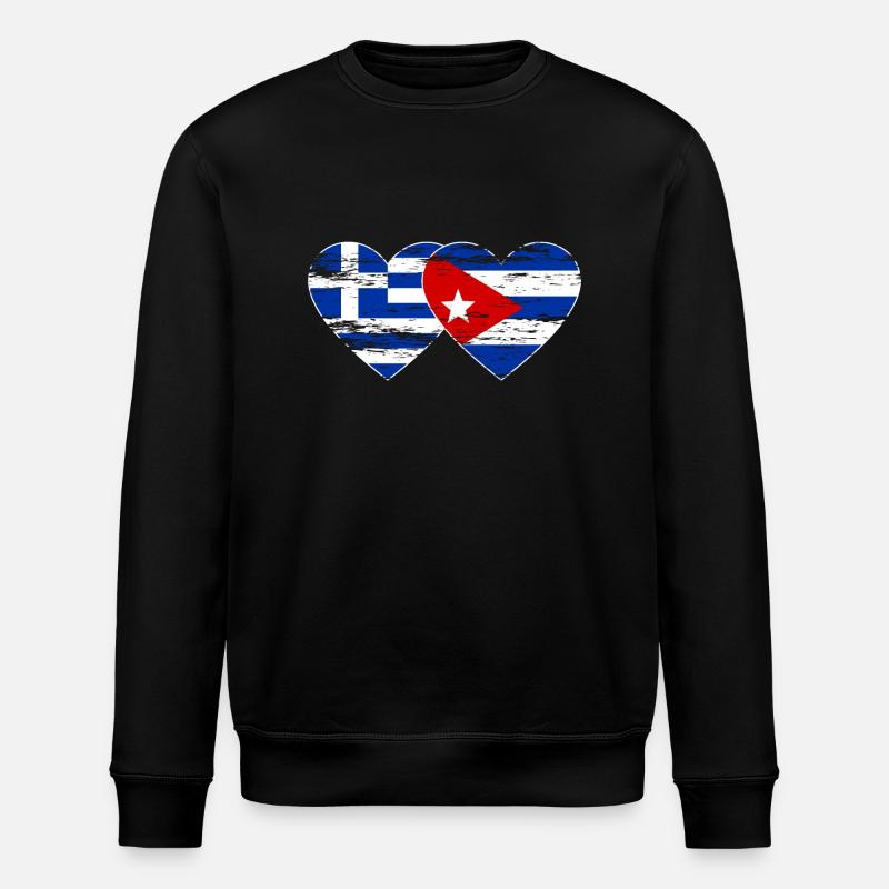 Grèce Cuba drapeau coeur utilisé - Sweat bio ROLLER Stanley/Stella Unisexe - noir