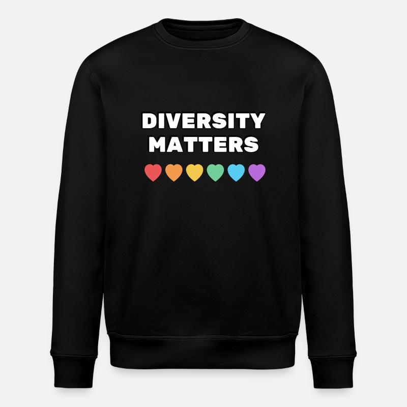 Diversity Matters Rainbow Hearts - Stanley/Stella ROLLER Unisex Organic Sweatshirt - black