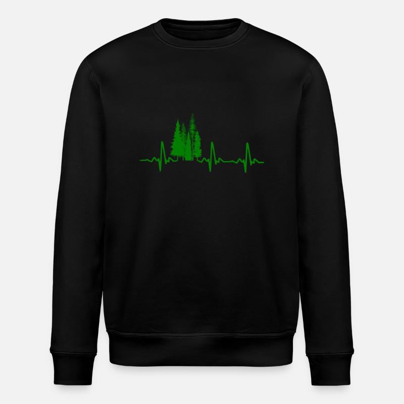 Wald Baum Herzschlag Ekg - Stanley/Stella Unisex Bio-Sweatshirt ROLLER - Schwarz