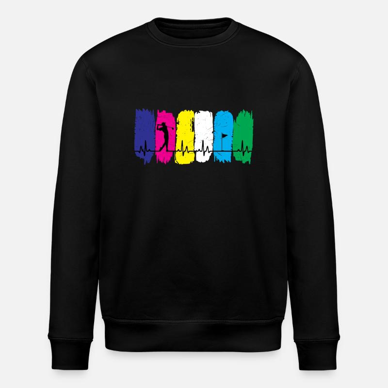 Golf-Herzschlag - Stanley/Stella Unisex Bio-Sweatshirt ROLLER - Schwarz
