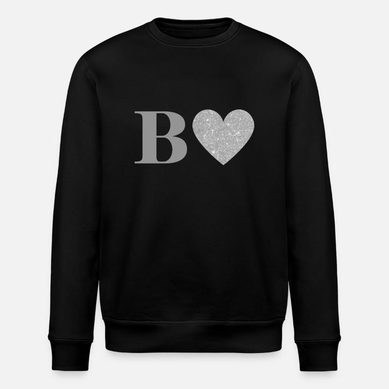 Lettre b cœur argenté - Sweat bio ROLLER Stanley/Stella Unisexe - noir