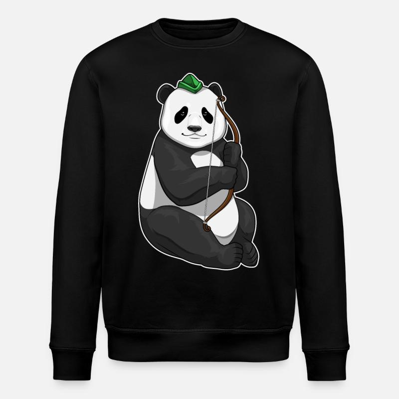 Panda Archer Bow - Stanley/Stella ROLLER Unisex Organic Sweatshirt - black