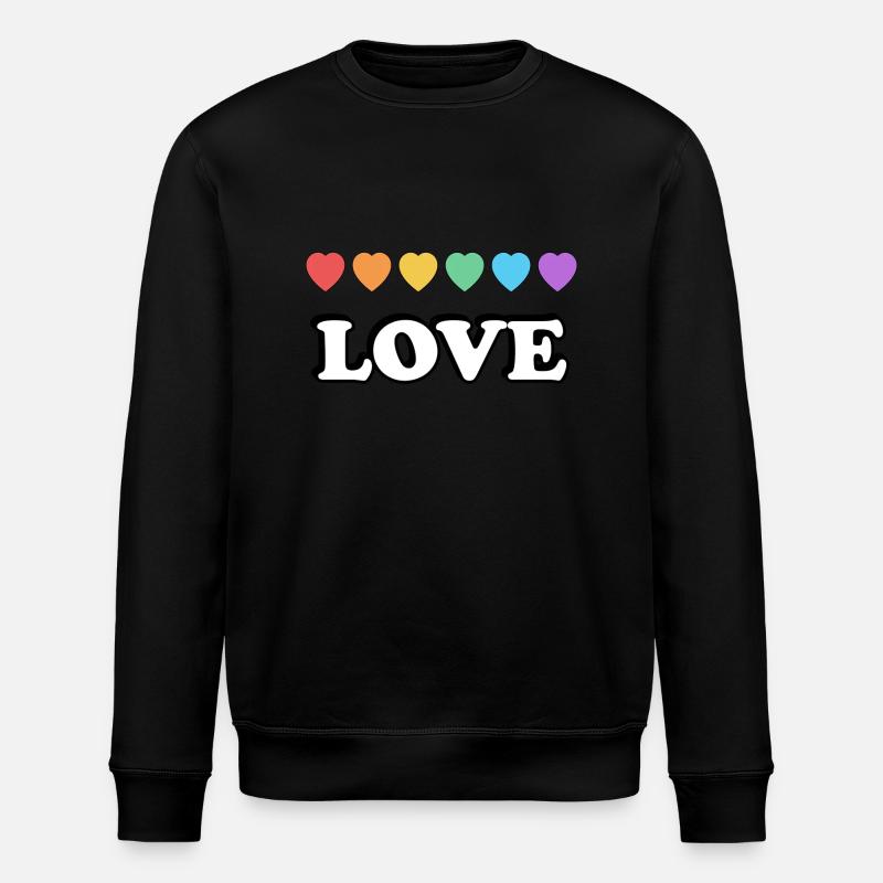 Love Rainbow Hearts - Stanley/Stella ROLLER Unisex Organic Sweatshirt - black