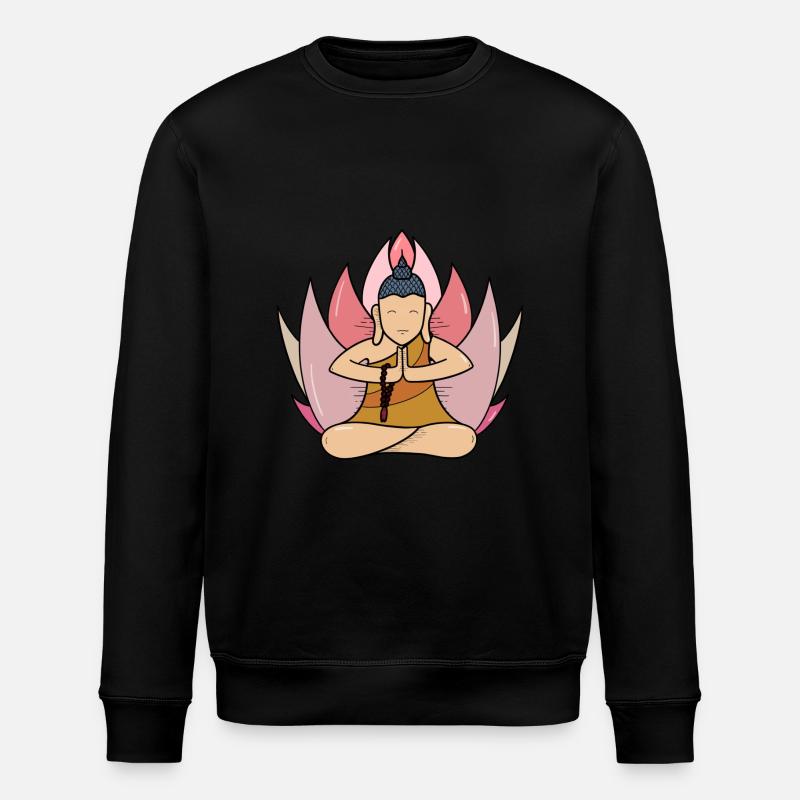 Lotus-buddhistischer Mönch - Stanley/Stella Unisex Bio-Sweatshirt ROLLER - Schwarz