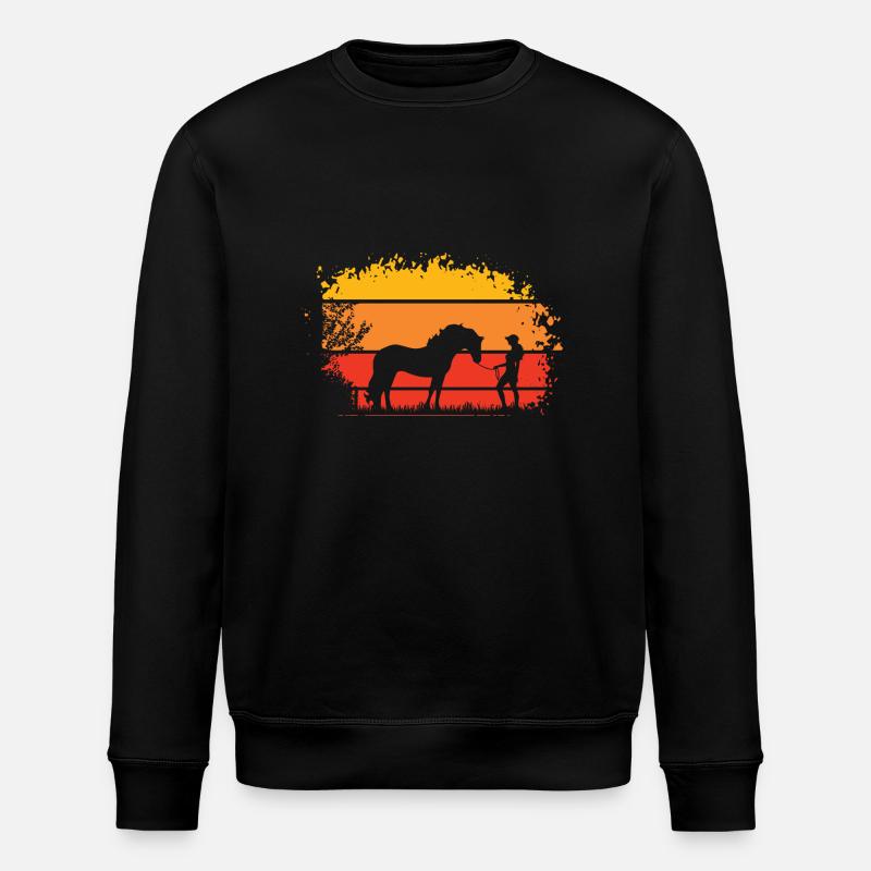 Frau mit Pferd - Stanley/Stella Unisex Bio-Sweatshirt ROLLER - Schwarz