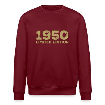 Jahrgang 1950er Jahre Geburtstagsgeschenk - Stanley/Stella Unisex Bio-Sweatshirt ROLLER - Burgunderrot - Vorne - Nik (191cm)