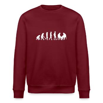 Geschenk Schachfiguren shirt Schach Evolution - Stanley/Stella Unisex Bio-Sweatshirt ROLLER - Burgunderrot - Vorne - Nik (191cm)