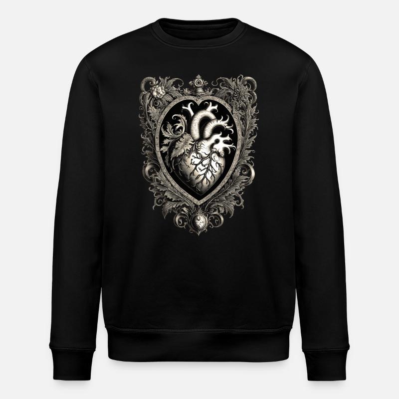 Herz mit Akanthus - Stanley/Stella Unisex Bio-Sweatshirt ROLLER - Schwarz