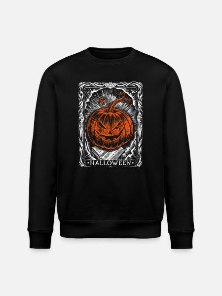 Halloween Pumpkin Tarot Card, Fall - Stanley/Stella ROLLER Unisex Organic Sweatshirt - black