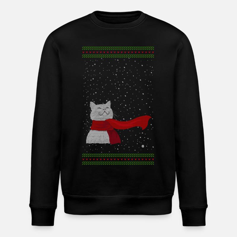 Strickkätzchen (weiß) - Stanley/Stella Unisex Bio-Sweatshirt ROLLER - Schwarz