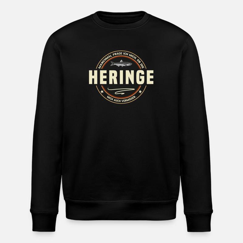 Heringe Angeln Spruch - Stanley/Stella Unisex Bio-Sweatshirt ROLLER - Schwarz