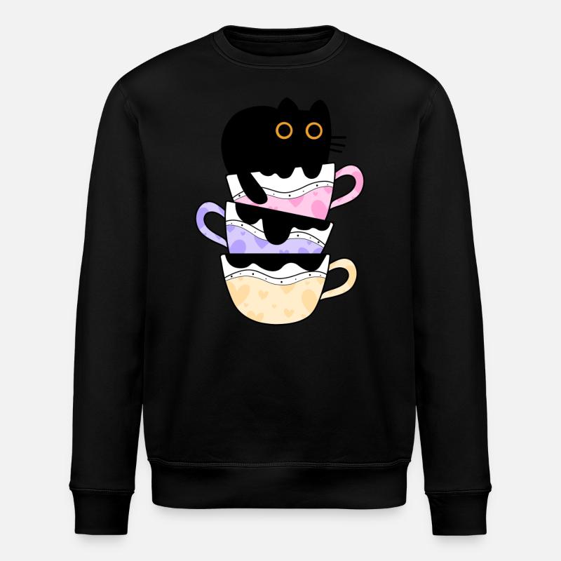 Black Coffee Cat Funny - Stanley/Stella ROLLER Unisex Organic Sweatshirt - black