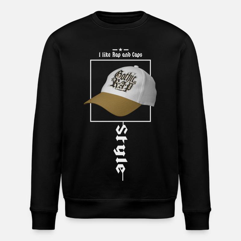 I like rap and caps - Stanley/Stella ROLLER Unisex Organic Sweatshirt - black