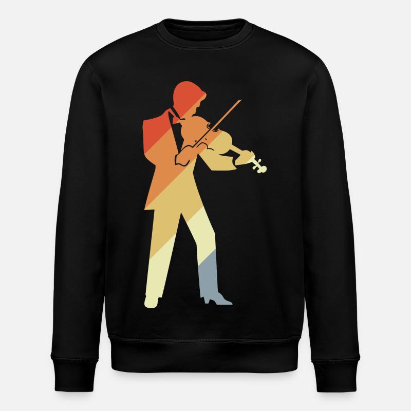 Retro Violin Player Graphic - Stanley/Stella ROLLER Unisex Organic Sweatshirt - black