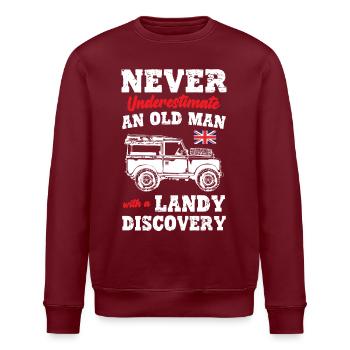 NEVER UNDERESTIMATE AN OLD MAN WITH A DISCOVERY - Stanley/Stella ROLLER Unisex Organic Sweatshirt - burgundy - Front - Nik (191cm)