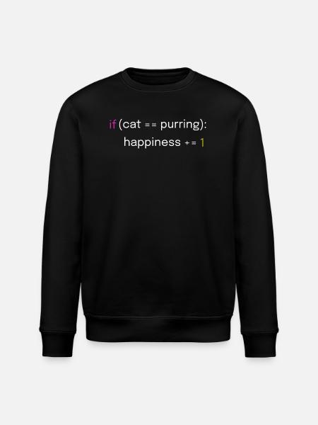 Katzen- und Coding-Design - Stanley/Stella Unisex Bio-Sweatshirt ROLLER - Schwarz