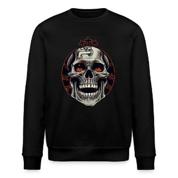 Gehirn Crash Totenkopf - Stanley/Stella Unisex Bio-Sweatshirt ROLLER - Schwarz - Vorne - Nik (191cm)