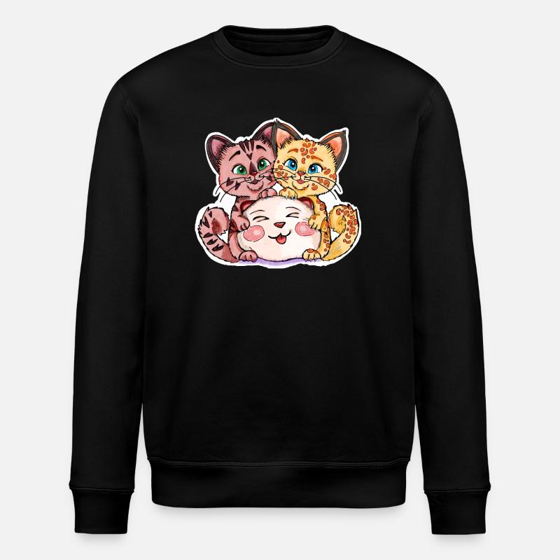 Deux chatons avec une peluche - Sweat bio ROLLER Stanley/Stella Unisexe - noir