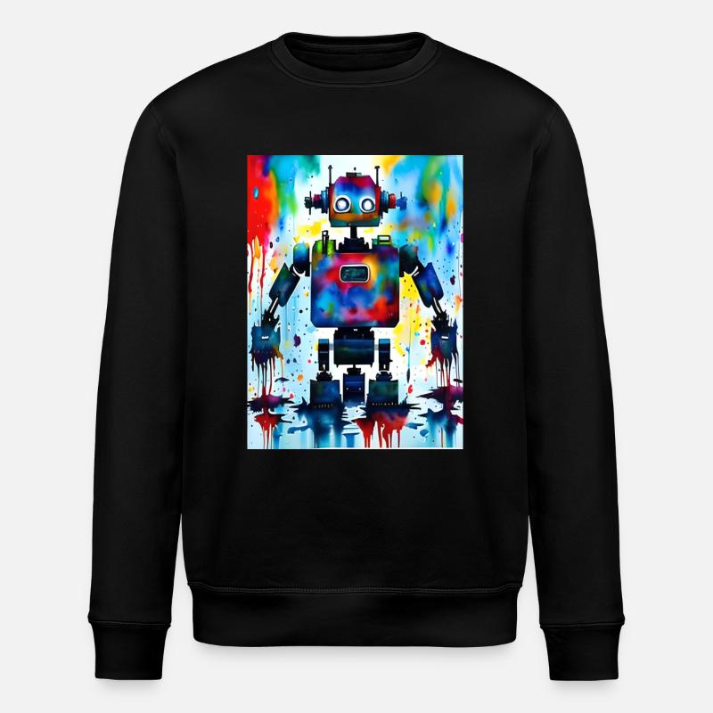 Kunst Roboter Farbenfroh - Stanley/Stella Unisex Bio-Sweatshirt ROLLER - Schwarz