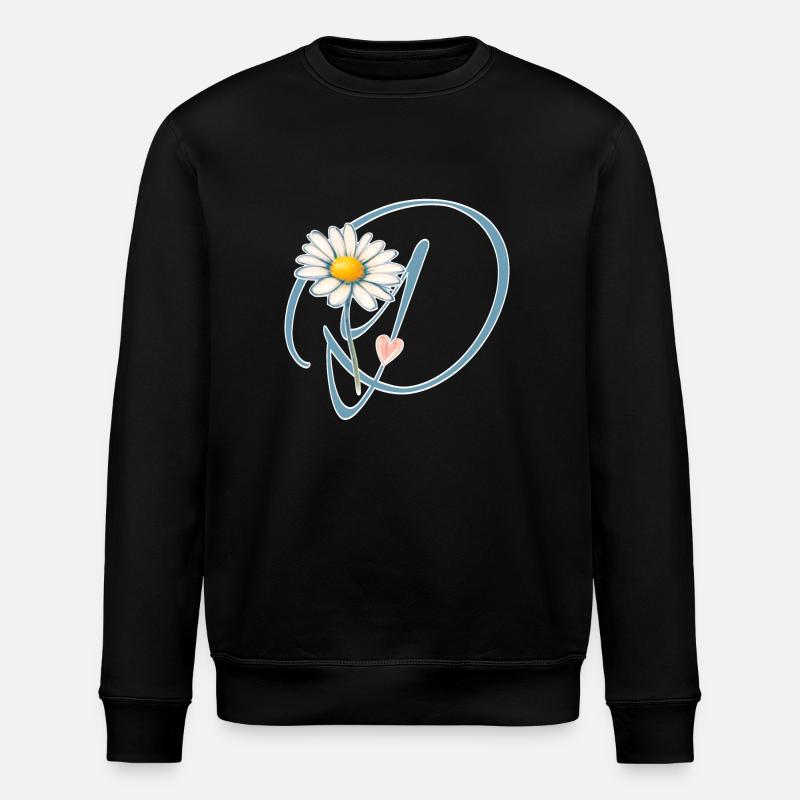 Letter D Daisy Heart - Stanley/Stella ROLLER Unisex Organic Sweatshirt - black