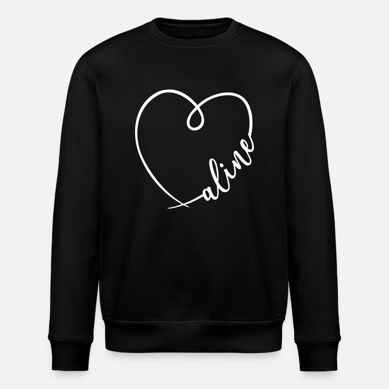 Aline Nom Calligraphie Coeur - Sweat bio ROLLER Stanley/Stella Unisexe - noir
