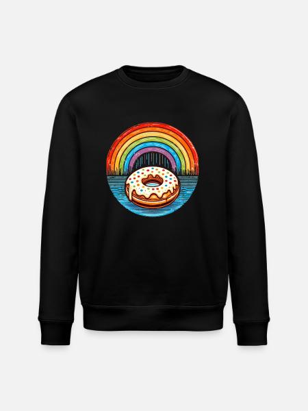 Rainbow Donut - Stanley/Stella ROLLER Unisex Organic Sweatshirt - black