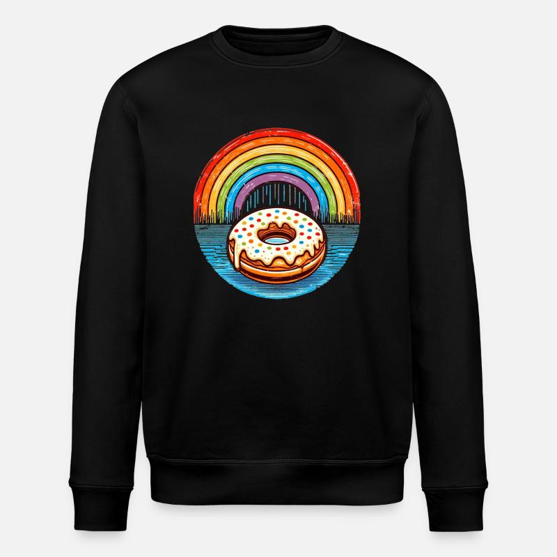 Rainbow Donut - Stanley/Stella ROLLER Unisex Organic Sweatshirt - black