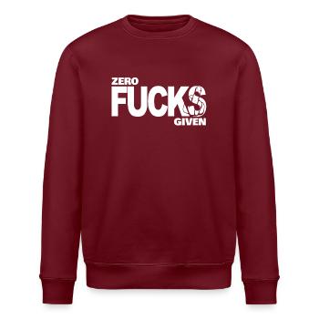 Zero Fucks Given White - Stanley/Stella Unisex Bio-Sweatshirt ROLLER - Burgunderrot - Vorne - Nik (191cm)