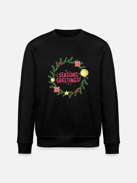Seasons Greetings Christmas Wreath - Stanley/Stella ROLLER Unisex Organic Sweatshirt - black