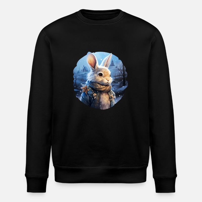 Snowy landscape with cute bunny - Stanley/Stella ROLLER Unisex Organic Sweatshirt - black
