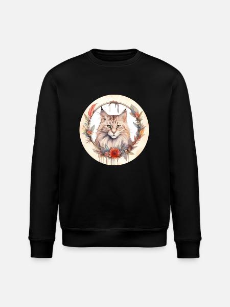 Norsk skovkat Boho-stil, elsker katte - Stanley/Stella økologisk unisex-sweatshirt ROLLER - sort
