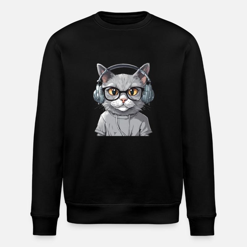 Grey Cat Web Developer - Stanley/Stella ROLLER Unisex Organic Sweatshirt - black