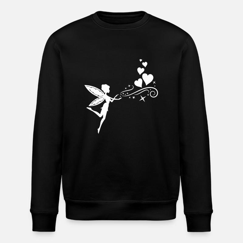 Fairy Elf Hearts - Stanley/Stella ROLLER Unisex Organic Sweatshirt - black