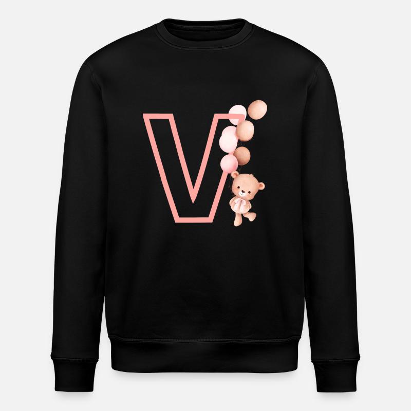 Lettre v rose ours - Sweat bio ROLLER Stanley/Stella Unisexe - noir